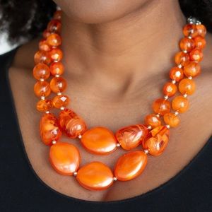 Paparazzi Beach Glam - Orange Necklace paparazzi